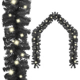 NNEVL Christmas Garland with LED Lights 5 m Black