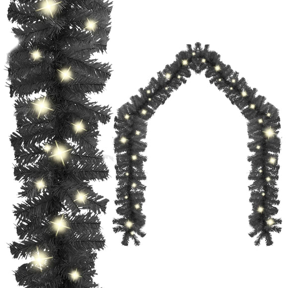 NNEVL Christmas Garland with LED Lights 10 m Black