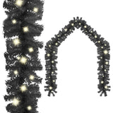 NNEVL Christmas Garland with LED Lights 10 m Black