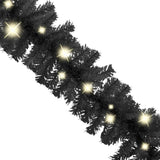 NNEVL Christmas Garland with LED Lights 10 m Black