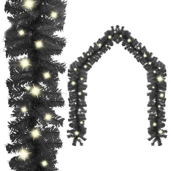 NNEVL Christmas Garland with LED Lights 20 m Black