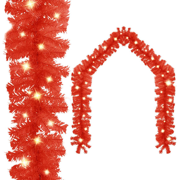 NNEVL Christmas Garland with LED Lights 10 m Red