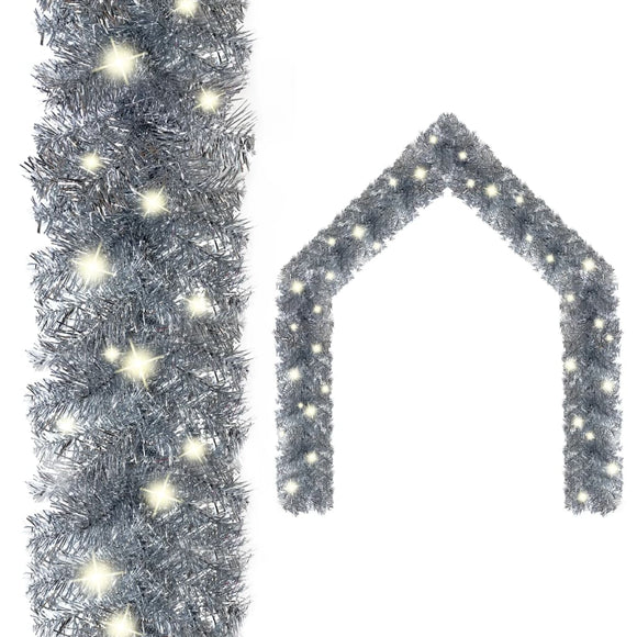 NNEVL Christmas Garland with LED Lights 10 m Silver