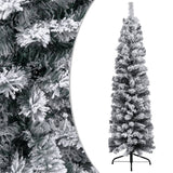 NNEVL Slim Artificial Christmas Tree with Flocked Snow Green 120 cm PVC