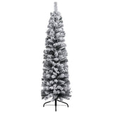 NNEVL Slim Artificial Christmas Tree with Flocked Snow Green 120 cm PVC