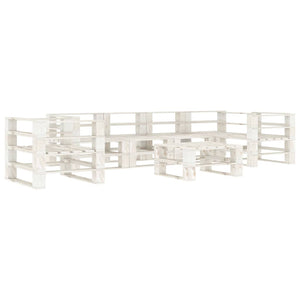 NNEVL 7 Piece Garden Pallet Lounge Set Wood White
