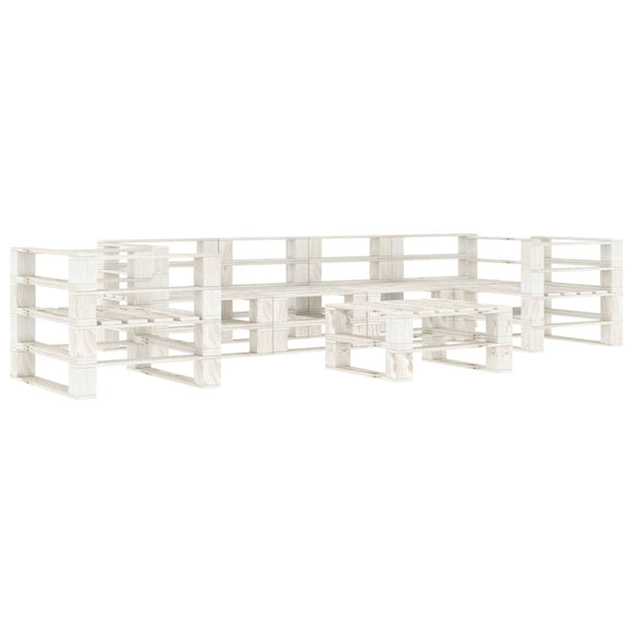 NNEVL 7 Piece Garden Pallet Lounge Set Wood White