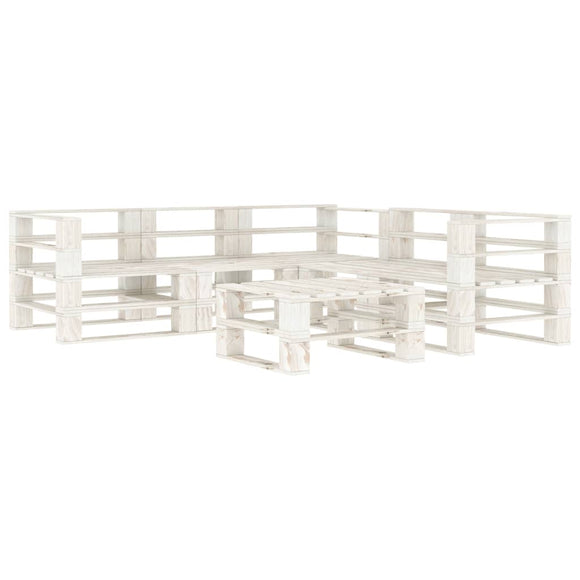 NNEVL 6 Piece Garden Pallet Lounge Set Wood White