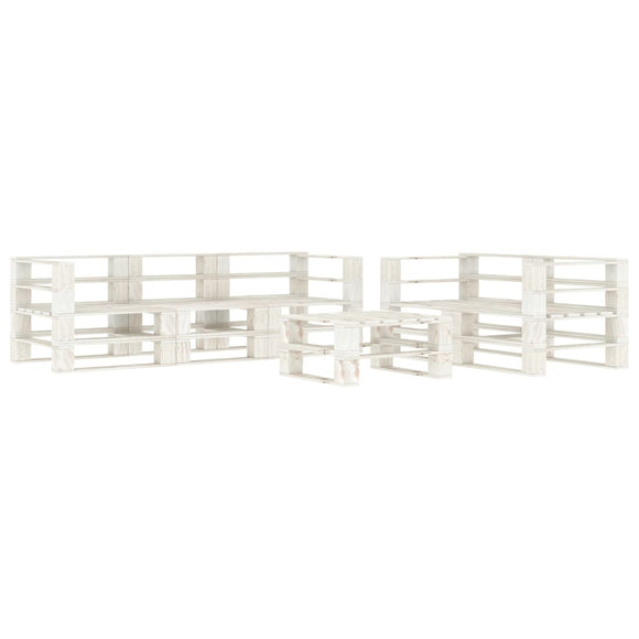 NNEVL 6 Piece Garden Pallet Lounge Set Wood White
