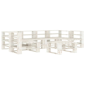 NNEVL 7 Piece Garden Pallet Lounge Set Wood White
