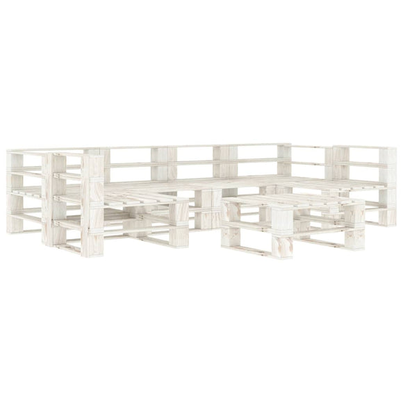 NNEVL 7 Piece Garden Pallet Lounge Set Wood White