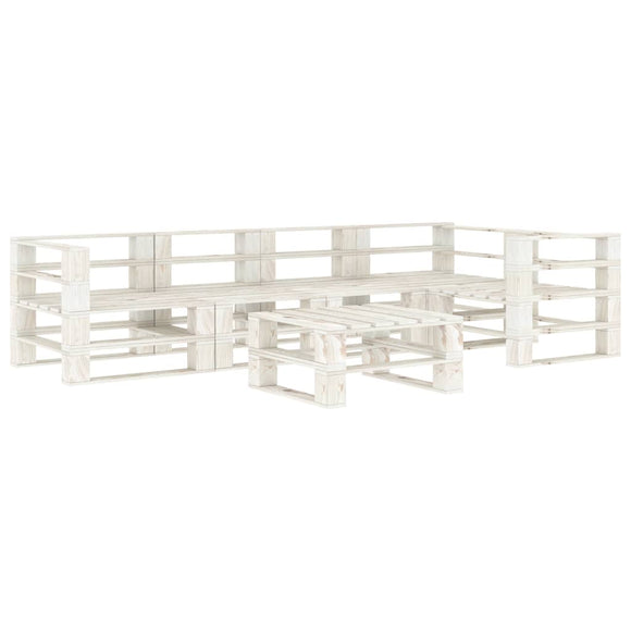 NNEVL 6 Piece Garden Pallet Lounge Set Wood White