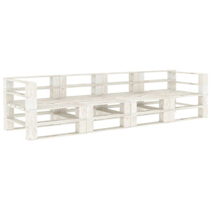 NNEVL Garden Pallet Sofa White 4-Seater Wood