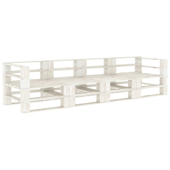 NNEVL Garden Pallet Sofa White 4-Seater Wood
