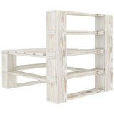 NNEVL Garden Pallet Sofa White 3-Seater Wood