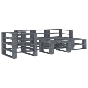 NNEVL 6 Piece Garden Pallet Lounge Set Wood Grey