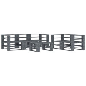 NNEVL 6 Piece Garden Pallet Lounge Set Wood Grey