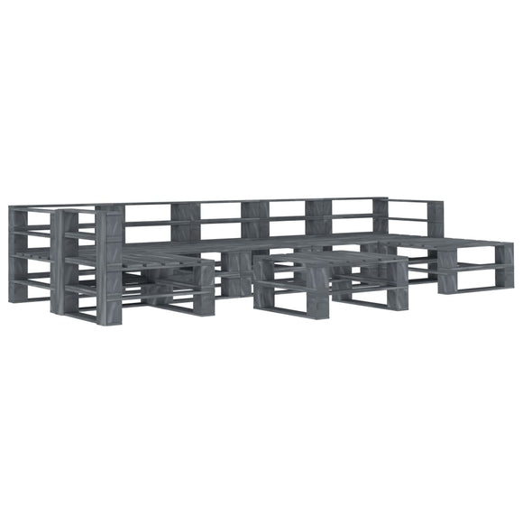 NNEVL 8 Piece Garden Pallet Lounge Set Wood Grey