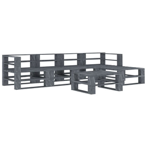 NNEVL 6 Piece Garden Pallet Lounge Set Wood Grey