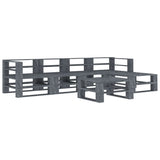 NNEVL 6 Piece Garden Pallet Lounge Set Wood Grey