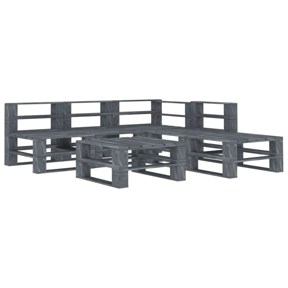 NNEVL 6 Piece Garden Pallet Lounge Set Wood Grey