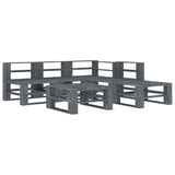 NNEVL 6 Piece Garden Pallet Lounge Set Wood Grey