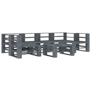 NNEVL 7 Piece Garden Pallet Lounge Set Wood Grey