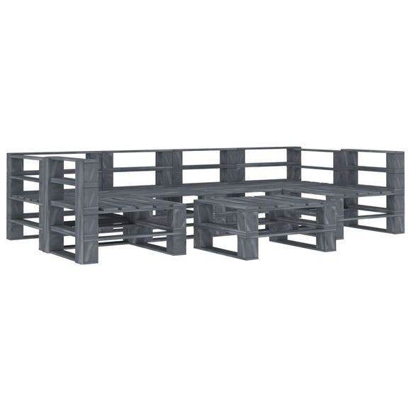 NNEVL 7 Piece Garden Pallet Lounge Set Wood Grey
