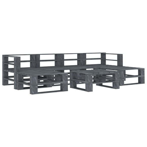 NNEVL 7 Piece Garden Pallet Lounge Set Wood Grey