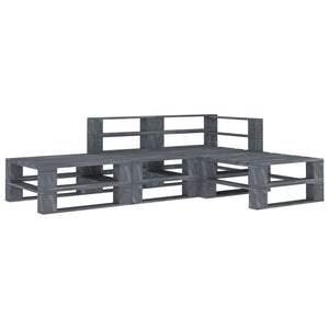 NNEVL 4 Piece Garden Pallet Lounge Set Wood Grey