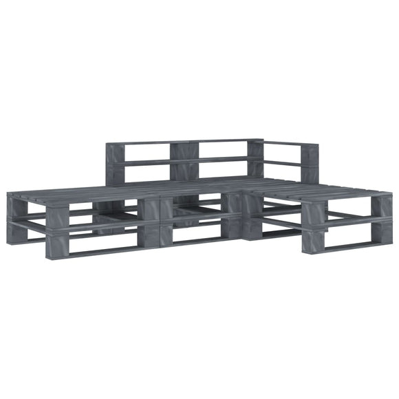 NNEVL 4 Piece Garden Pallet Lounge Set Wood Grey