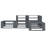 NNEVL 4 Piece Garden Pallet Lounge Set Wood Grey