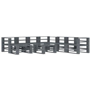 NNEVL 9 Piece Garden Pallet Lounge Set Wood Grey