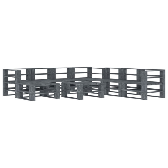 NNEVL 9 Piece Garden Pallet Lounge Set Wood Grey