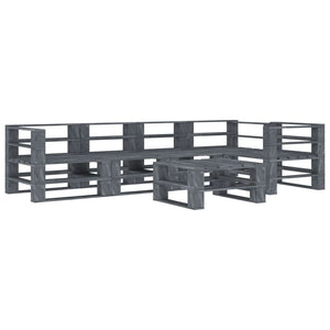 NNEVL 6 Piece Garden Pallet Lounge Set Wood Grey
