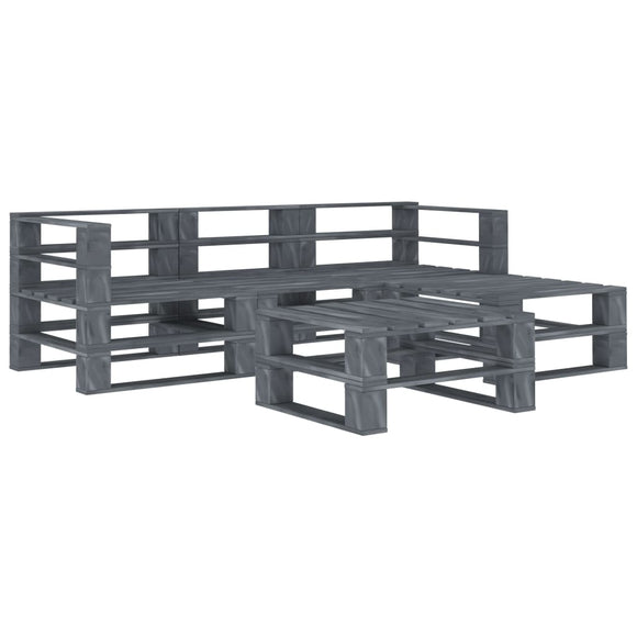 NNEVL 5 Piece Garden Pallet Lounge Set Wood Grey