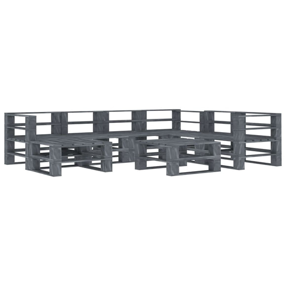 NNEVL 8 Piece Garden Pallet Lounge Set Wood Grey