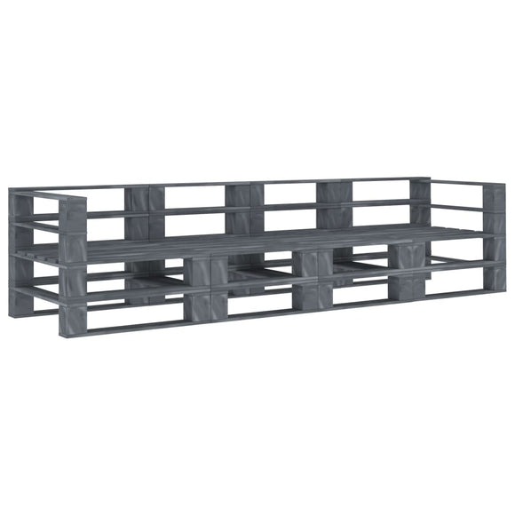 NNEVL Garden Pallet Sofa Grey 4-Seater Wood