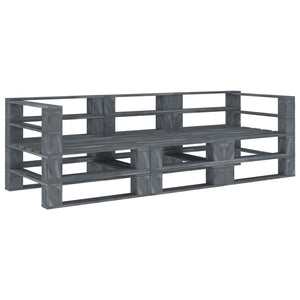 NNEVL Garden Pallet Sofa Grey 3-Seater Wood