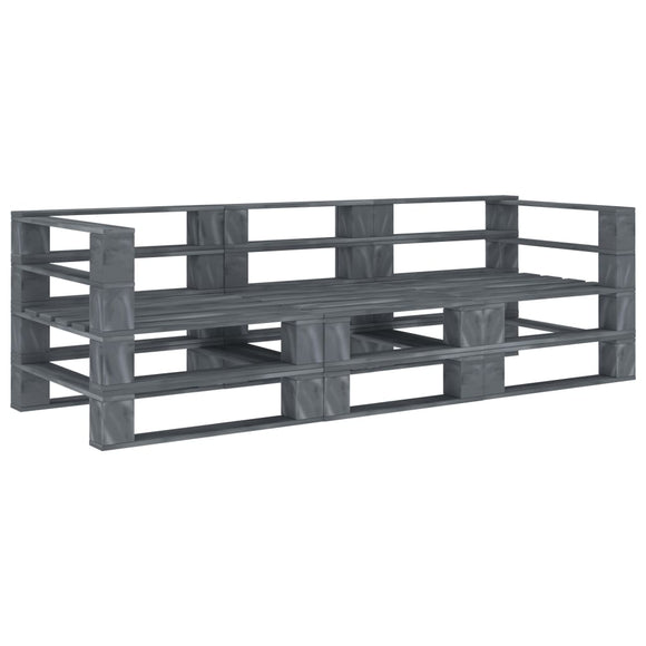 NNEVL Garden Pallet Sofa Grey 3-Seater Wood