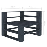 NNEVL Garden Pallet Sofa Grey 3-Seater Wood