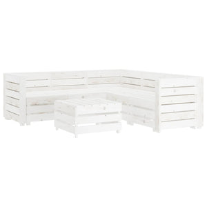 NNEVL 6 Piece Garden Lounge Set Pallets Wood White