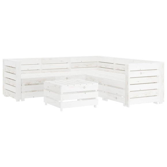 NNEVL 6 Piece Garden Lounge Set Pallets Wood White