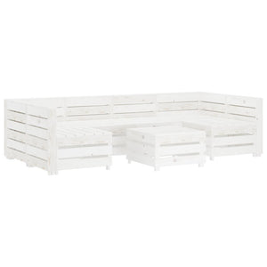 NNEVL 7 Piece Garden Lounge Set Pallets Wood White