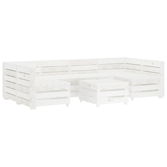 NNEVL 7 Piece Garden Lounge Set Pallets Wood White