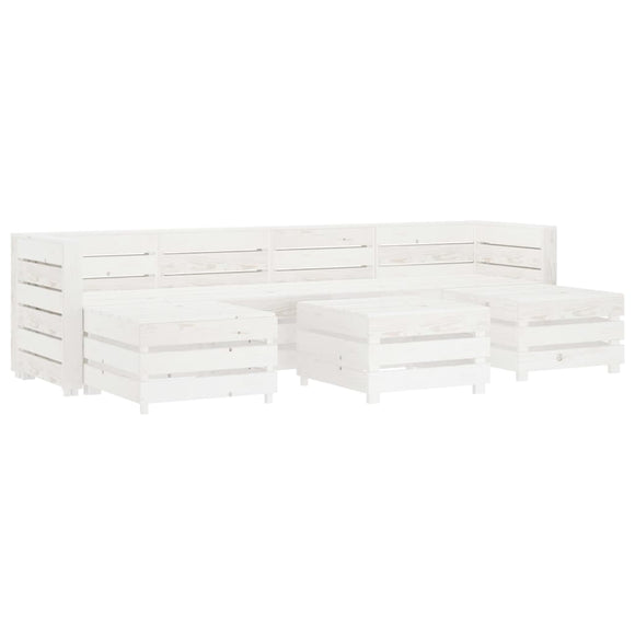NNEVL 7 Piece Garden Lounge Set Pallets Wood White