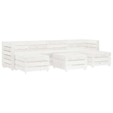NNEVL 7 Piece Garden Lounge Set Pallets Wood White