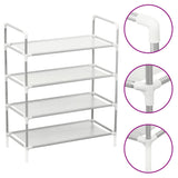 NNEVL Shoe Rack with 4 Shelves Metal and Non-woven Fabric Silver