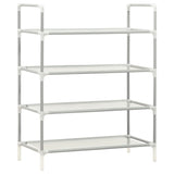 NNEVL Shoe Rack with 4 Shelves Metal and Non-woven Fabric Silver