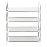 NNEVL Shoe Rack with 4 Shelves Metal and Non-woven Fabric Silver